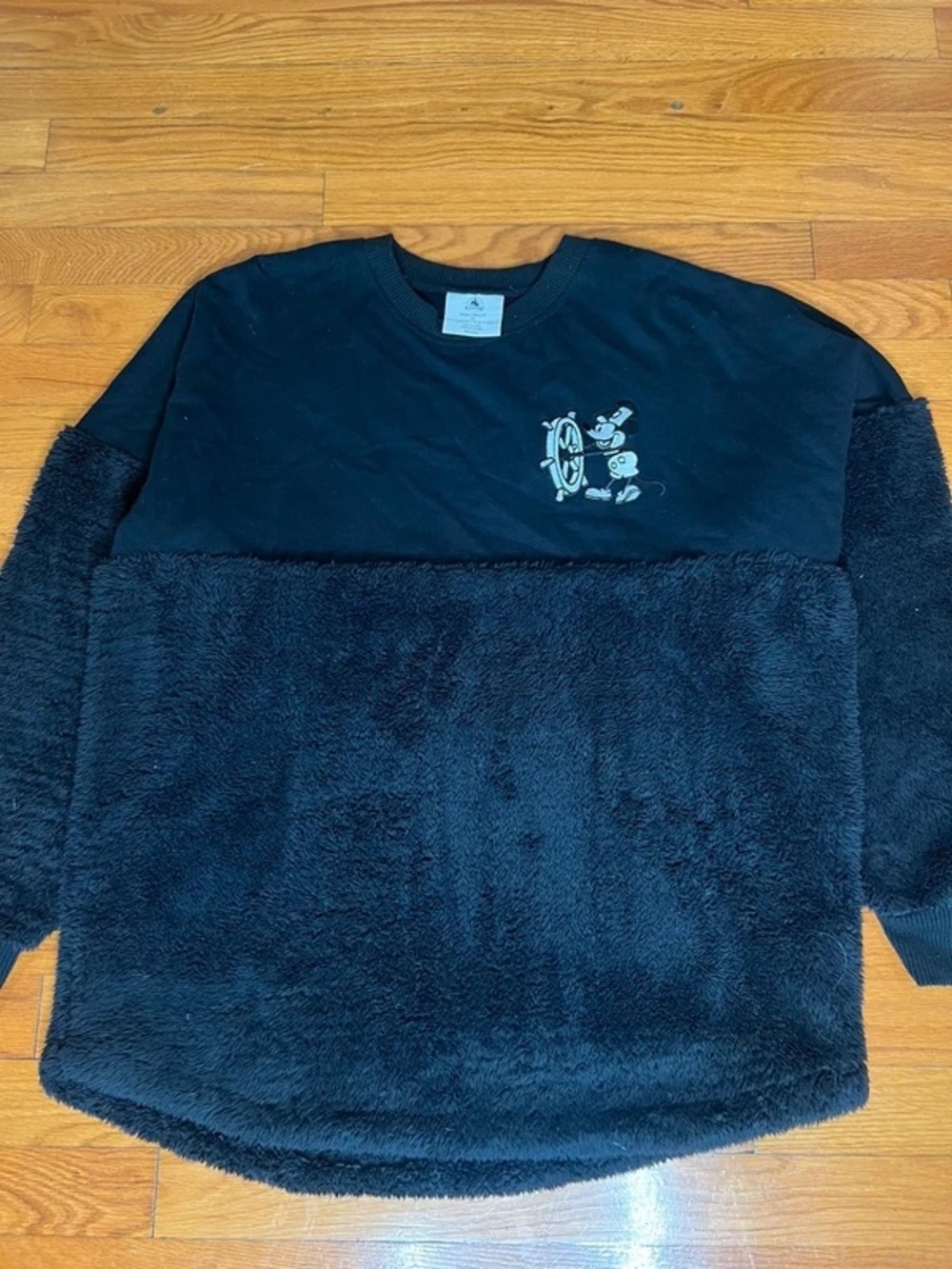 Disney Men's Black Plush Panel Crewneck Sweater - Picture 4 of 5